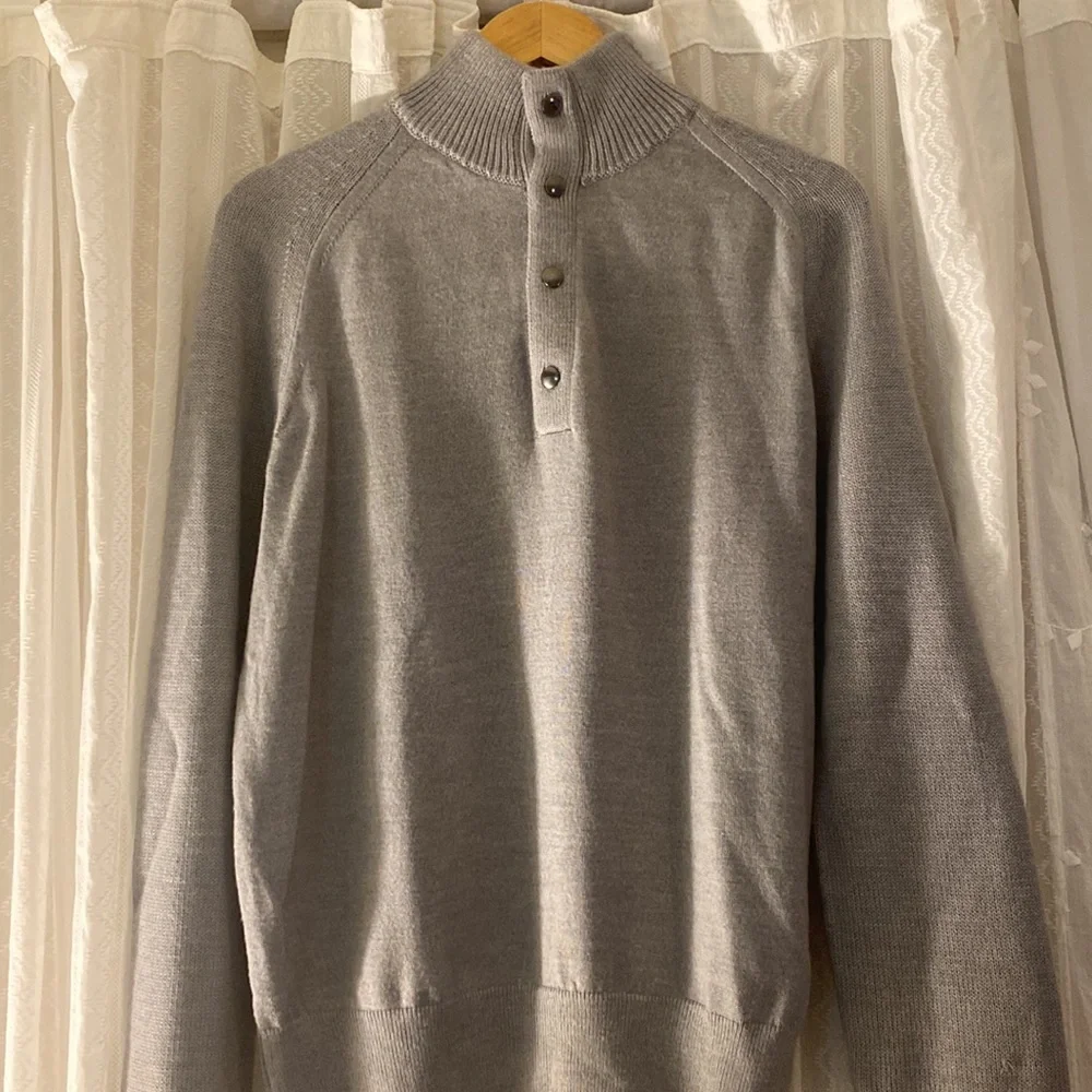 Banana Republic Merino Extra Fine Wool 1/4 Button Sweater